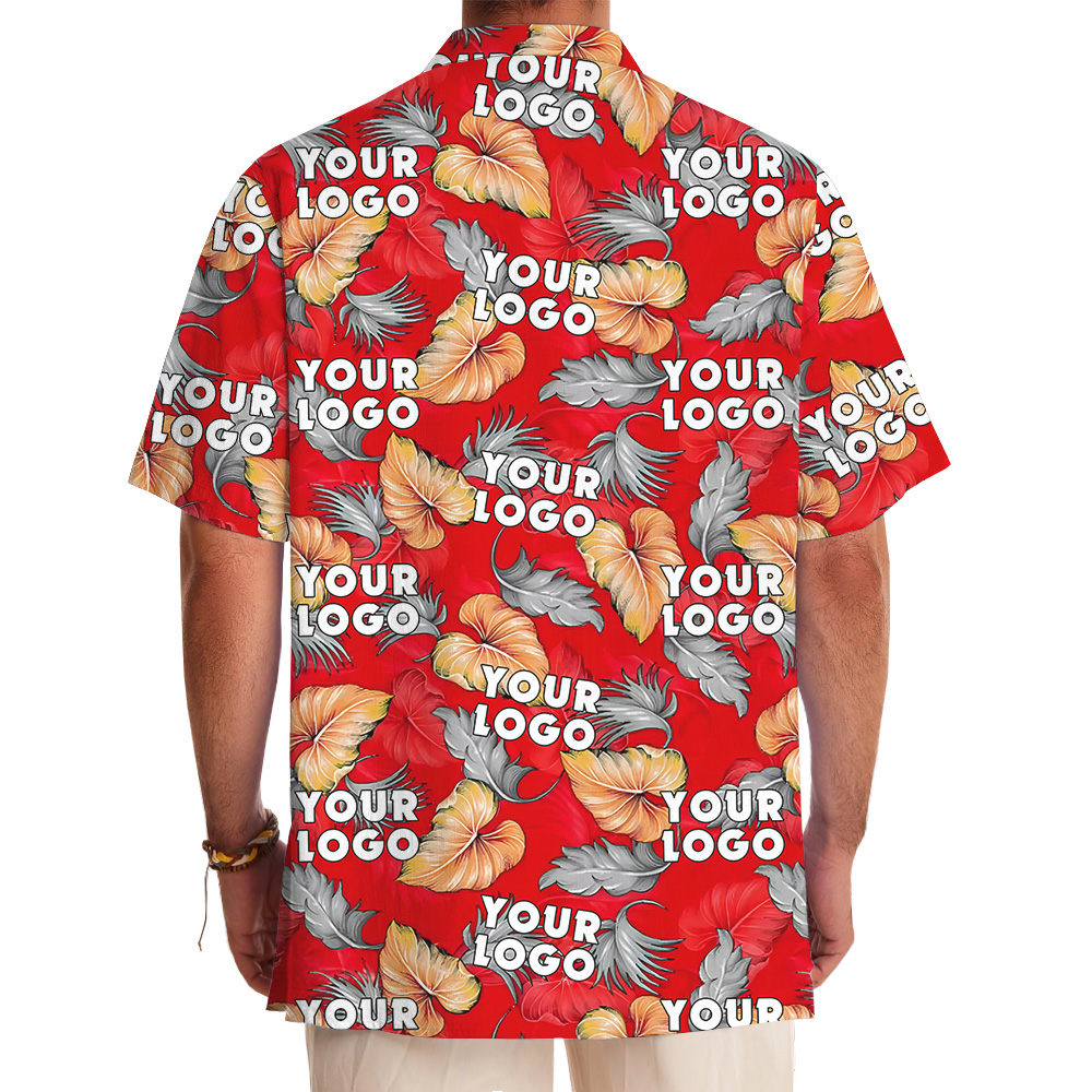 Custom Logo Tropical Fern Monstera Leaves Hawaiian Shirt