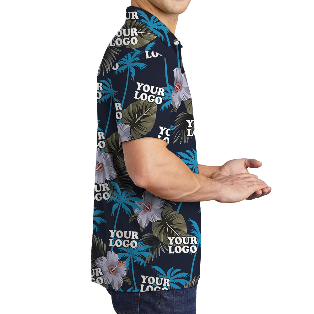 Custom Logo Tropical Night Floral Print Polo Shirt