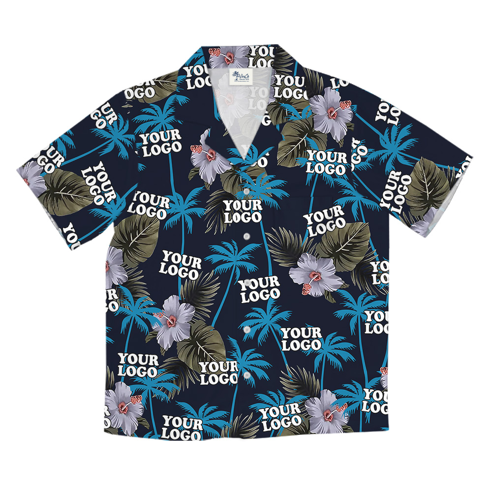 Tropical Night Floral Print Custom Logo Hawaiian Shirt