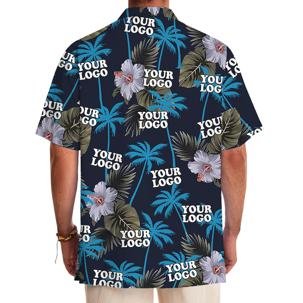 Tropical Night Floral Print Custom Logo Hawaiian Shirt