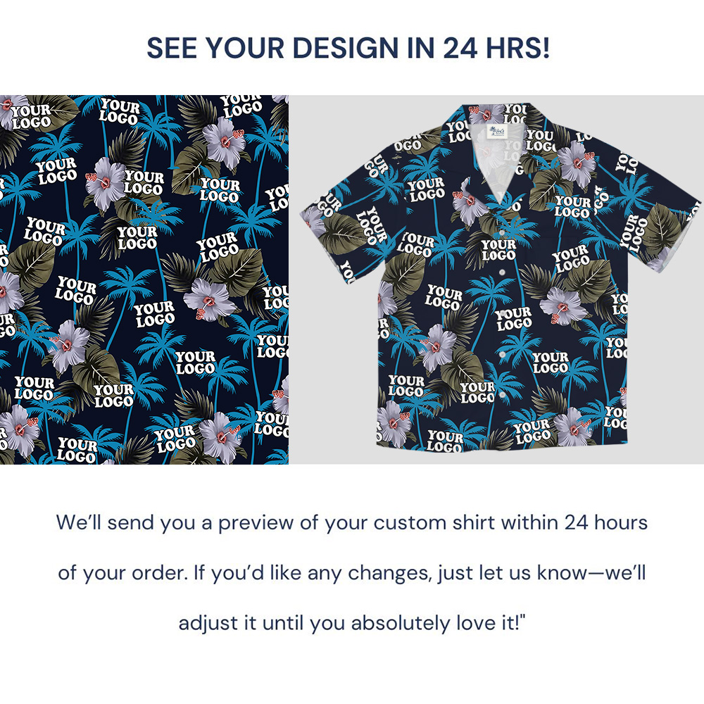 Tropical Night Floral Print Custom Logo Hawaiian Shirt