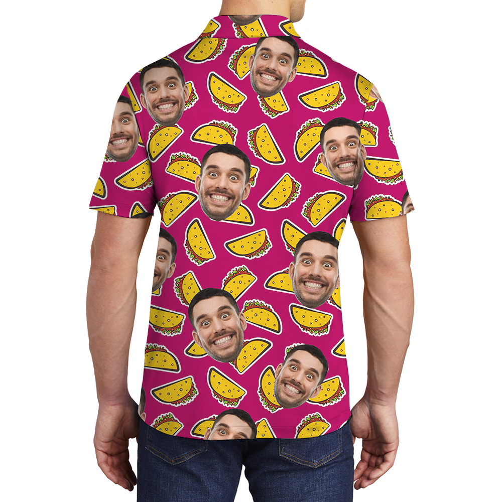 Funny Taco Custom Face Pink Polo Shirt