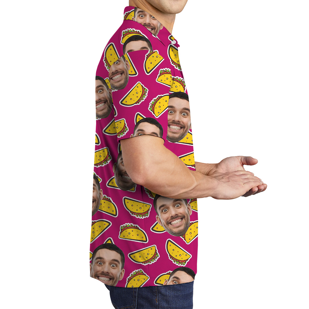 Funny Taco Custom Face Pink Polo Shirt