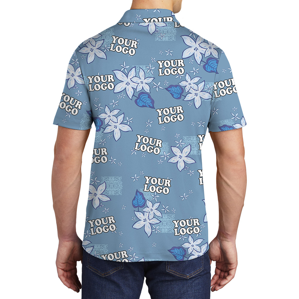 Plumeria Flower Pattern Custom Logo Polo Shirt