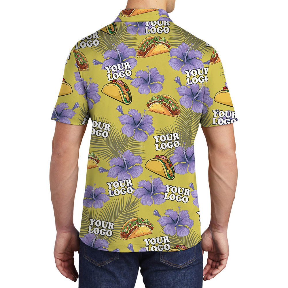 Custom Logo Yellow Taco Floral Pattern Polo Shirt