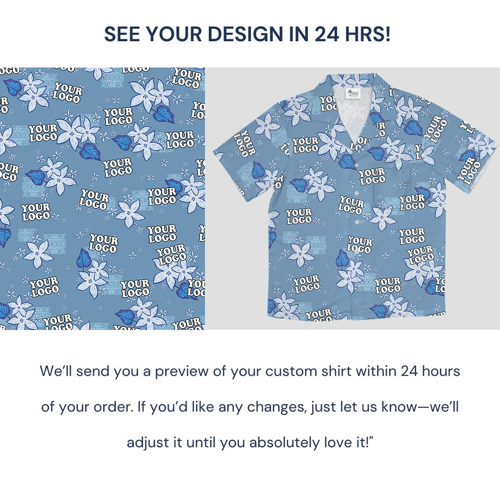 Blue Plumeria Pattern Custom Logo Hawaiian Shirt