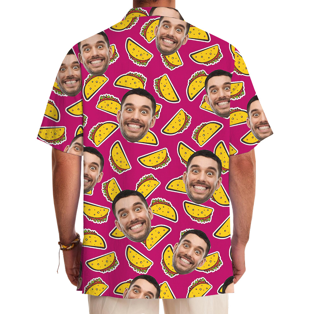 Funny Taco Custom Face Pink Hawaiian Shirt