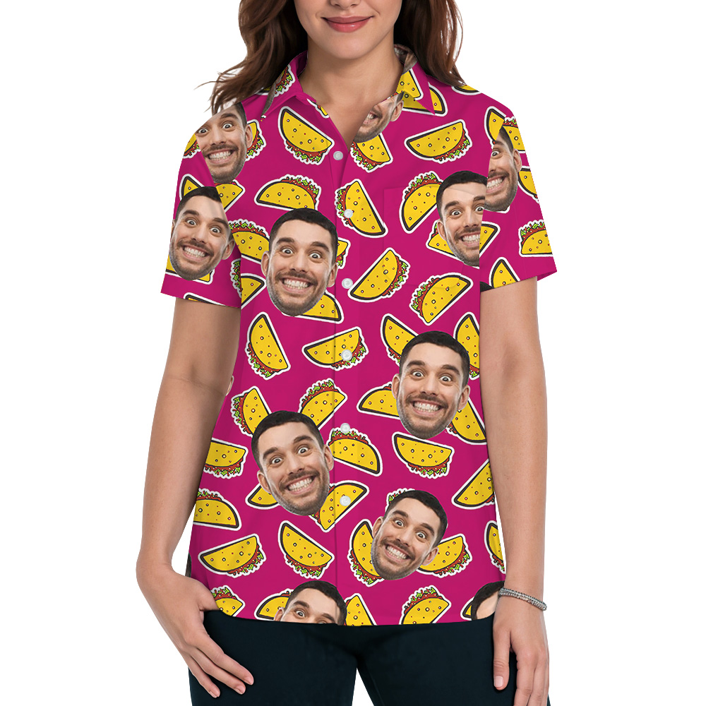 Funny Taco Custom Face Pink Hawaiian Shirt