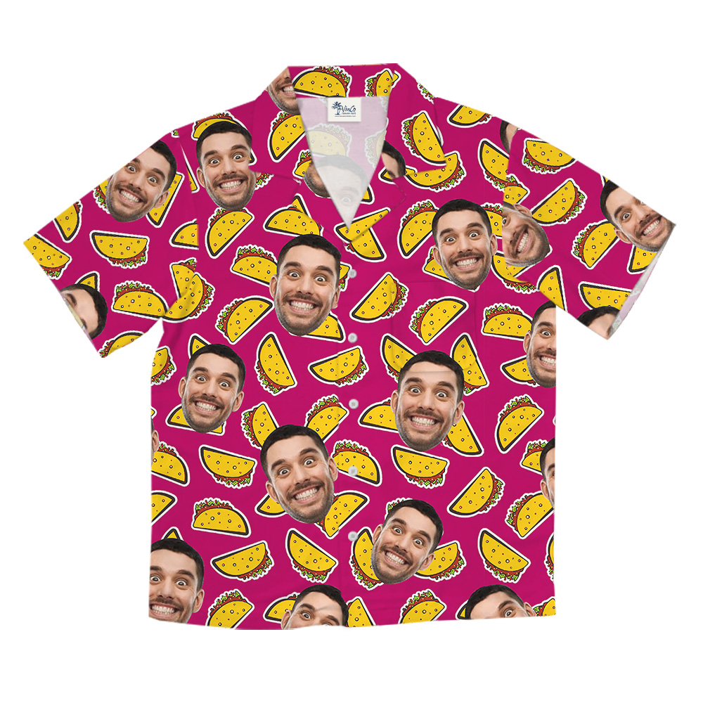 Funny Taco Custom Face Pink Hawaiian Shirt