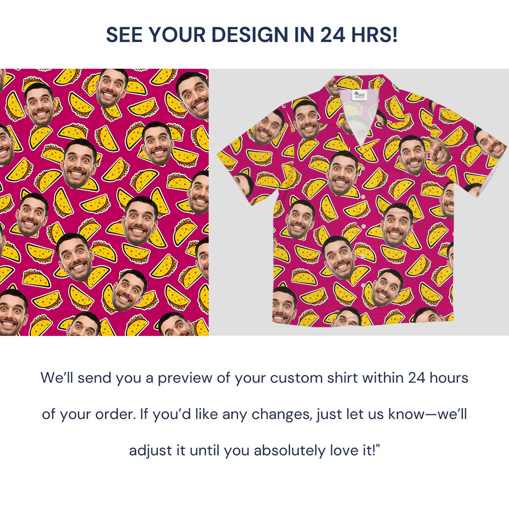 Funny Taco Custom Face Pink Hawaiian Shirt