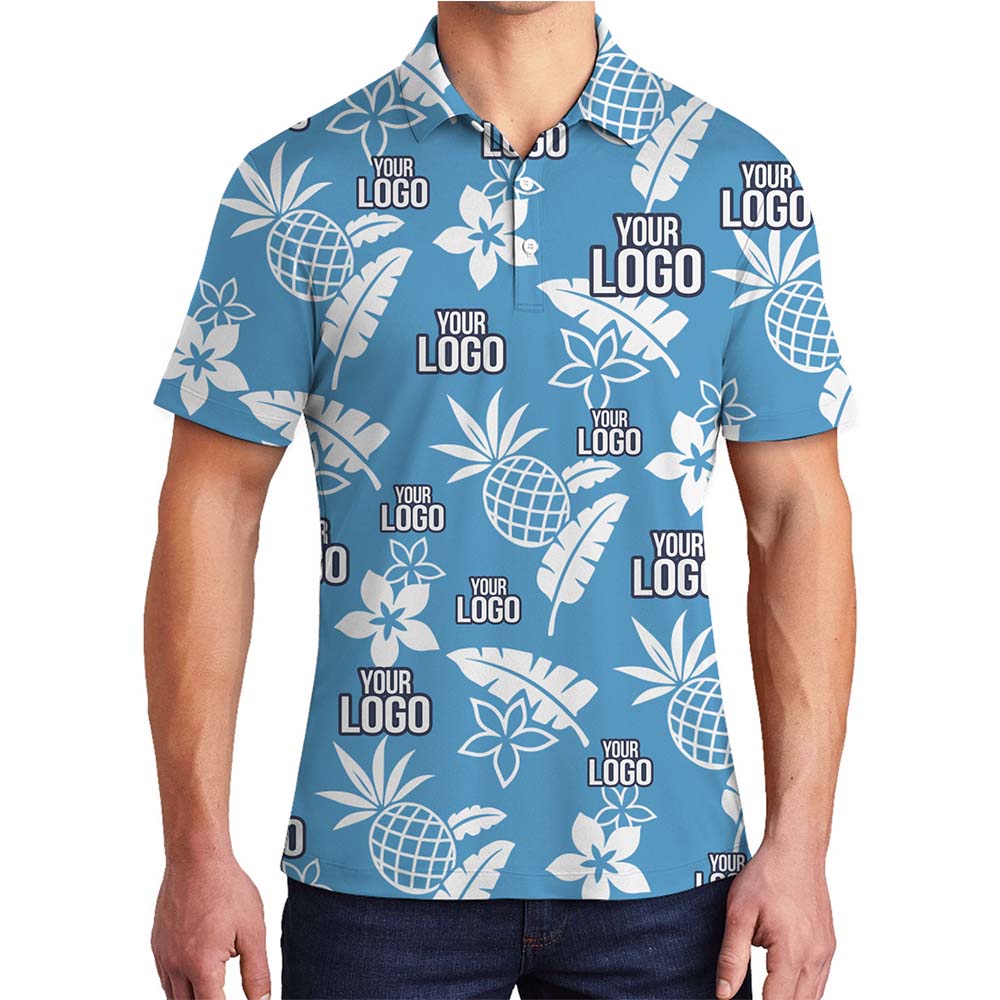 [Live Preview] Tropical Pattern Custom Logo Polo Shirt - variant image 1
