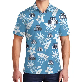 [Live Preview] Tropical Pattern Custom Logo Polo Shirt