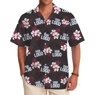 [Live Preview] Plumeria With Red Palm Leaf Custom Logo Hawaiian Shirt