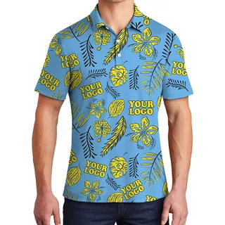Custom Logo Polo Shirt With Tropical Pattern