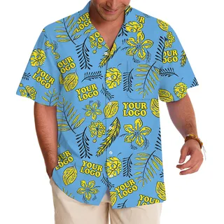 Custom Logo Hawaiian Shirt With Tropical Pattern