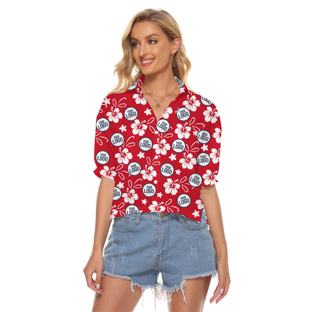 [Live Preview] Custom Logo Tropical Floral Print Crop Top - variant image 1