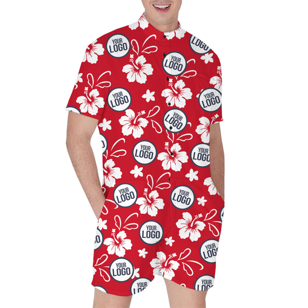 [Live Preview] Custom Logo Tropical Floral Print Romper - variant image 1