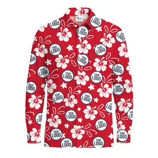 [Live Preview] Custom Logo White Tropical Floral Print Long Sleeve Shirts