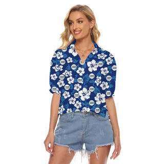 [Live Preview] Custom Logo Navy Hibiscus Print Crop Top