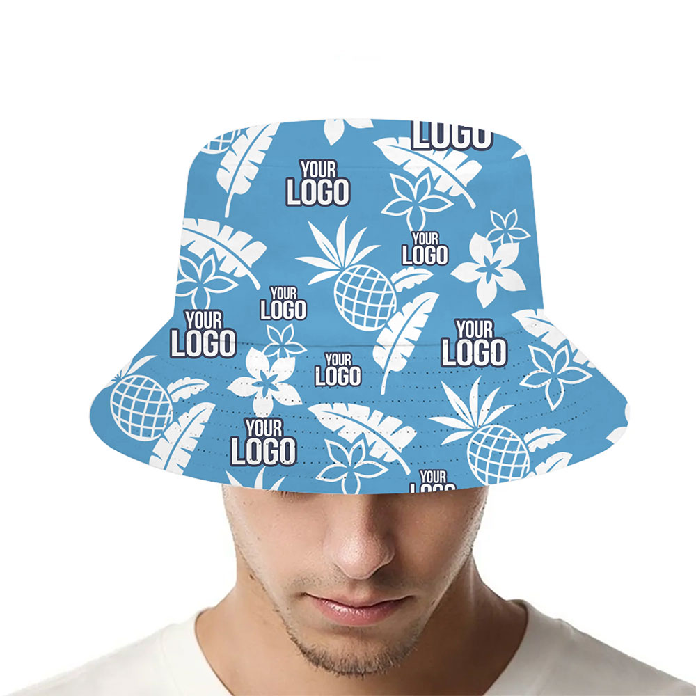 [Live Preview] Tropical Pattern Custom Logo Bucket Hat - variant image 1