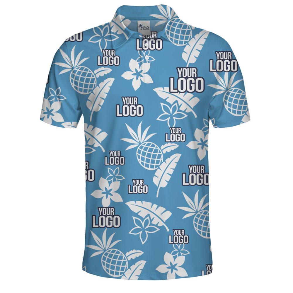 [Live Preview] Tropical Pattern Custom Logo Polo Shirt