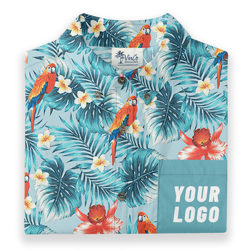 Tropical Paradise Custom Pocket Button Down Shirt