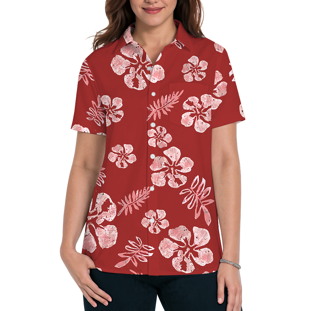 Tropical Red Hibiscus Hawaiian Shirt