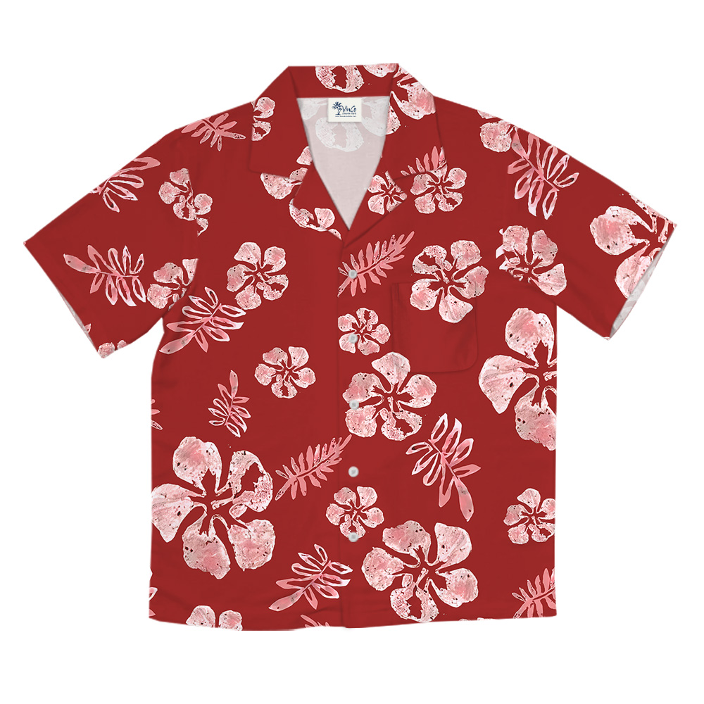 Tropical Red Hibiscus Hawaiian Shirt