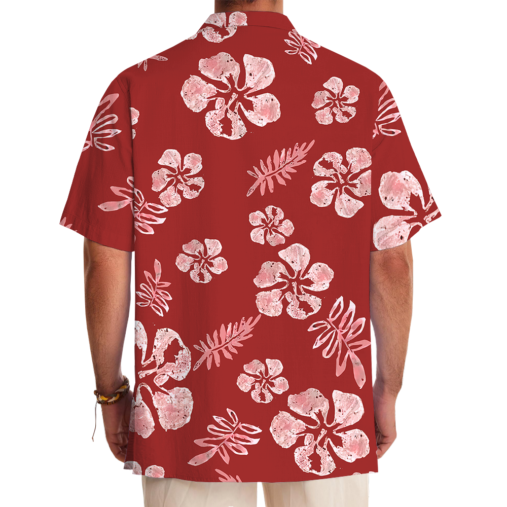 Tropical Red Hibiscus Hawaiian Shirt