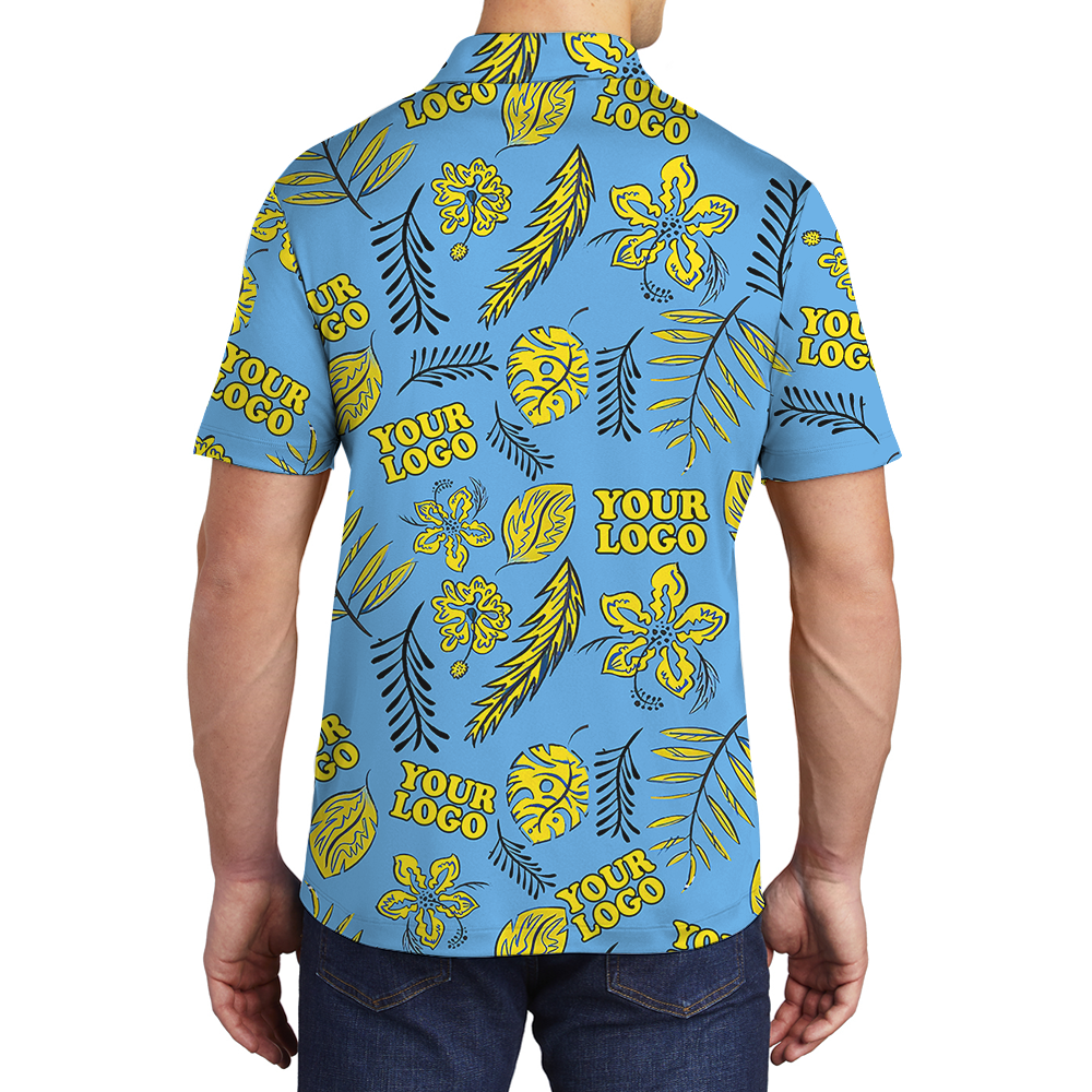 Custom Logo Polo Shirt With Tropical Pattern