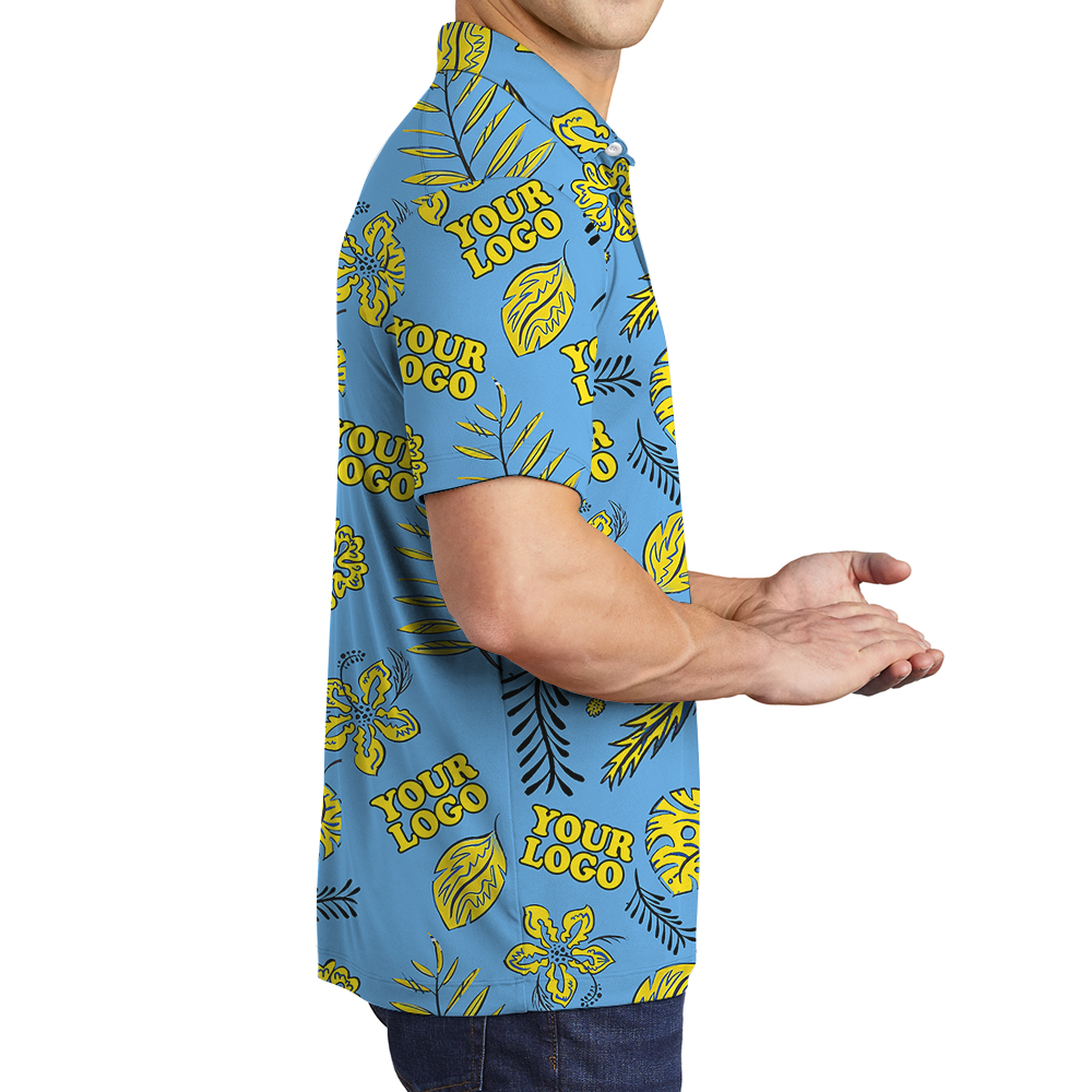 Custom Logo Polo Shirt With Tropical Pattern