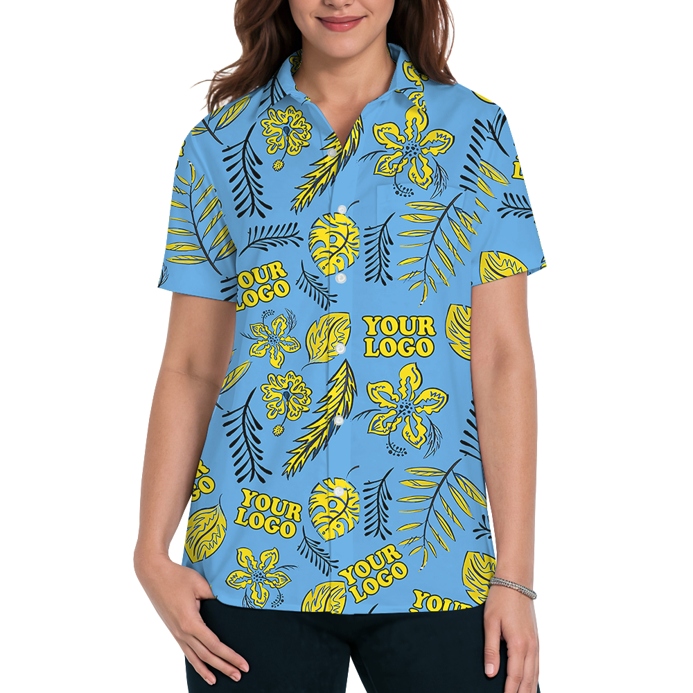 Custom Logo Hawaiian Shirt With Tropical Pattern