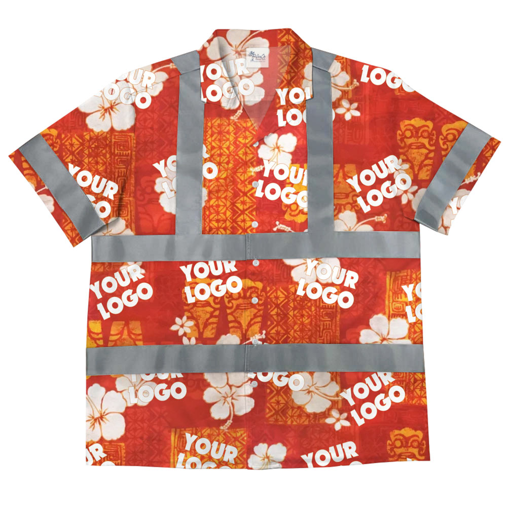 Classic 3 Hi Vis Hawaiian Shirt With Custom Logo - Orange - variant image 1
