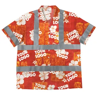 Classic 3 Hi Vis Hawaiian Shirt With Custom Logo - Orange