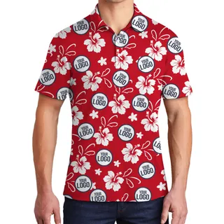 [Live Preview] Custom Color And Logo Hibiscus Collared Polo Shirt