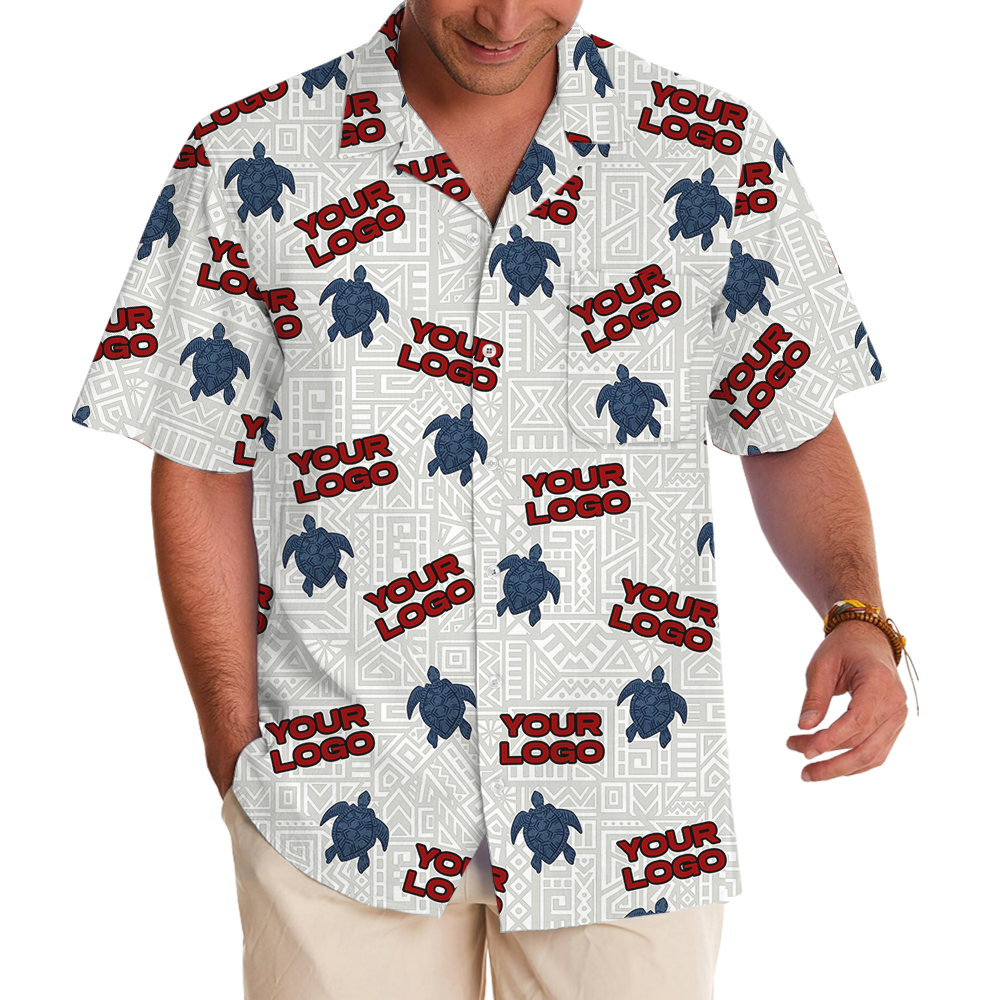 Sea Turtle Custom Logo Pattern Hawaiian Shirt - variant image 1