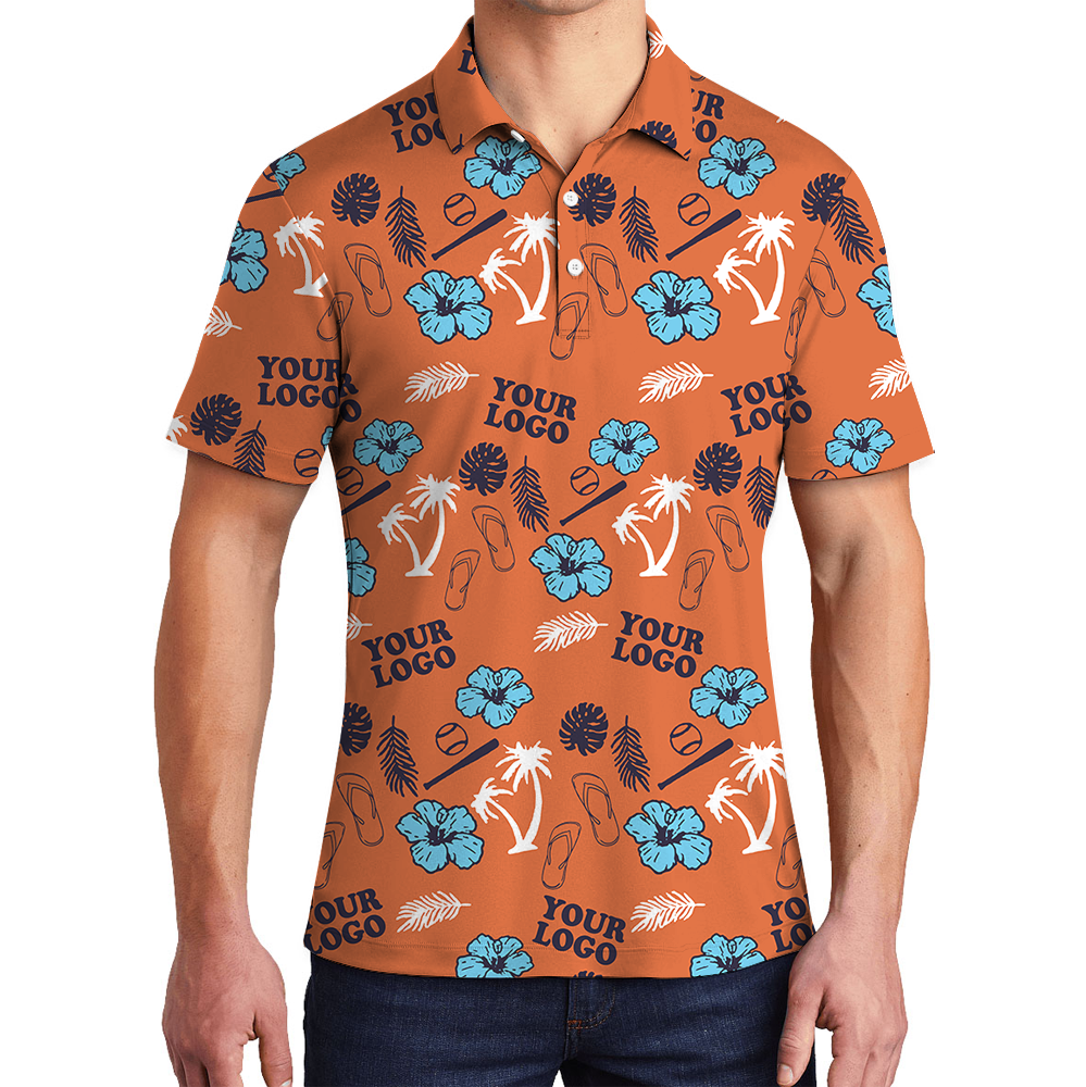 Custom Logo Orange Baseball Themed Polo Shirt - variant image 1