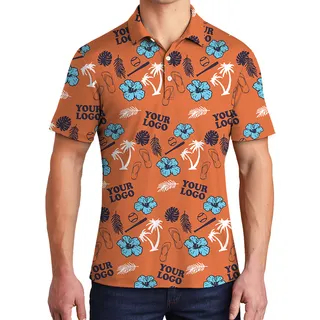 Custom Logo Orange Baseball Themed Polo Shirt