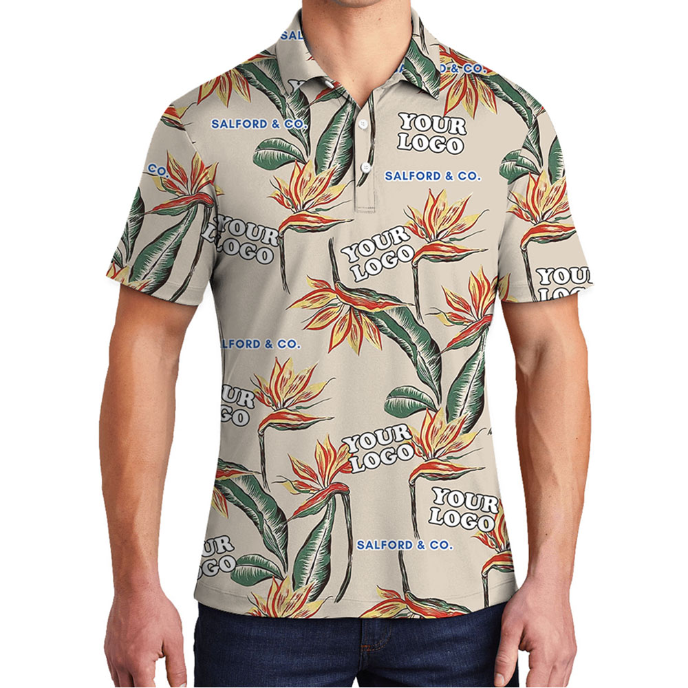 Custom Logo Bird of Paradise Pattern Polo Shirt - variant image 1