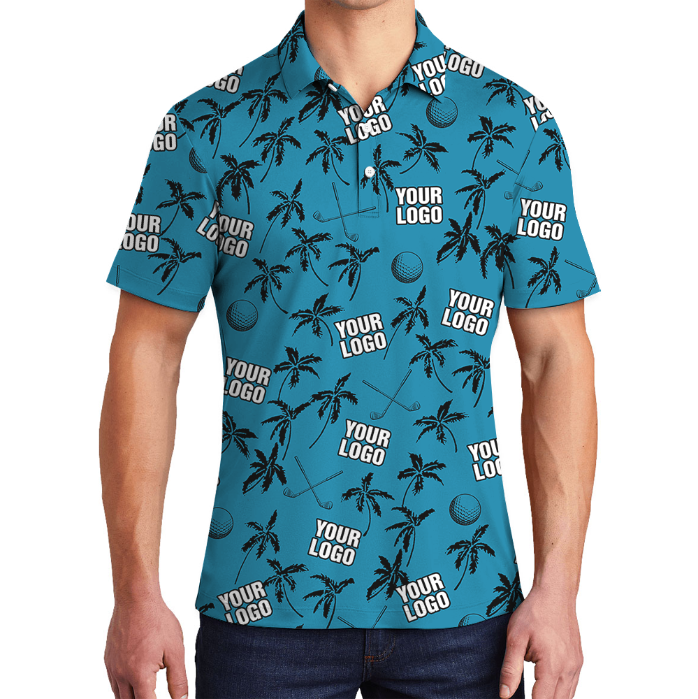 Blue Navy Custom Logo Hawaiian Golf Shirt - variant image 1