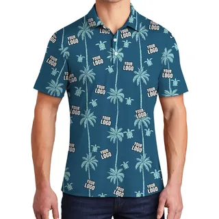 White Polo Coconut And Sea Turtle Shirt With Custom Logo