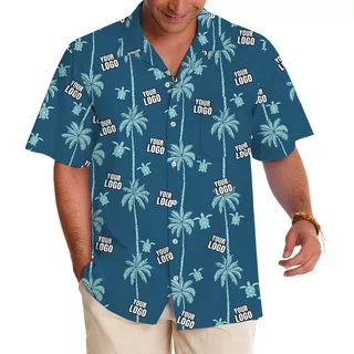 White Hawaiian Coconut And Sea Turtle Shirt With Custom Logo