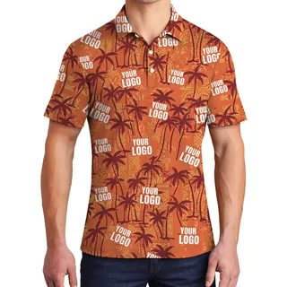 Vintage Custom Logo Orange Palm Polo Shirt