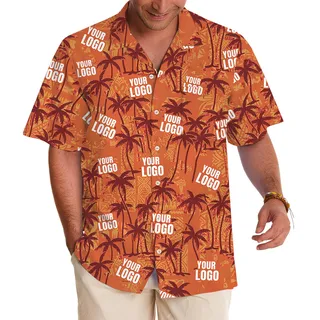 Vintage Custom Logo Orange Palm Hawaiian Shirt