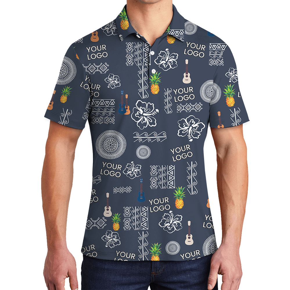 Navy Pineapple Polo Shirt With Custom Logo - variant image 1