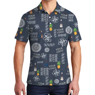 Navy Pineapple Polo Shirt With Custom Logo