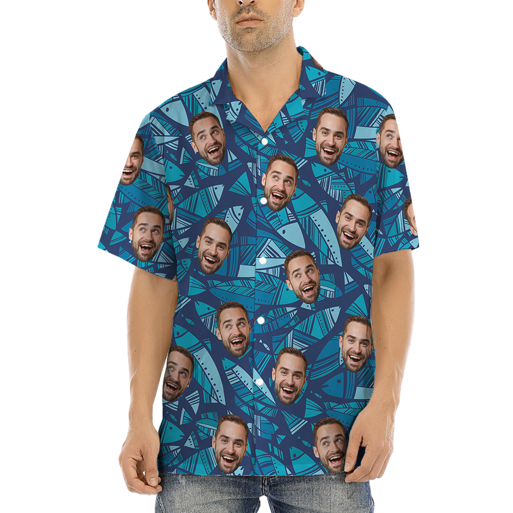 Ocean Vibe Custom Face Fish Hawaiian Shirt - variant image 1