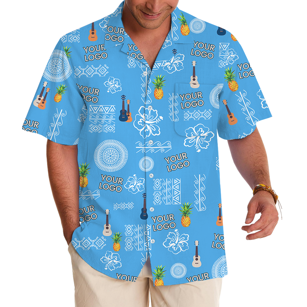 Custom Logo Vintage Blue Hawaiian Shirt For Party - variant image 1