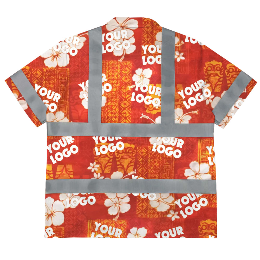 Classic 3 Hi Vis Hawaiian Shirt With Custom Logo - Orange