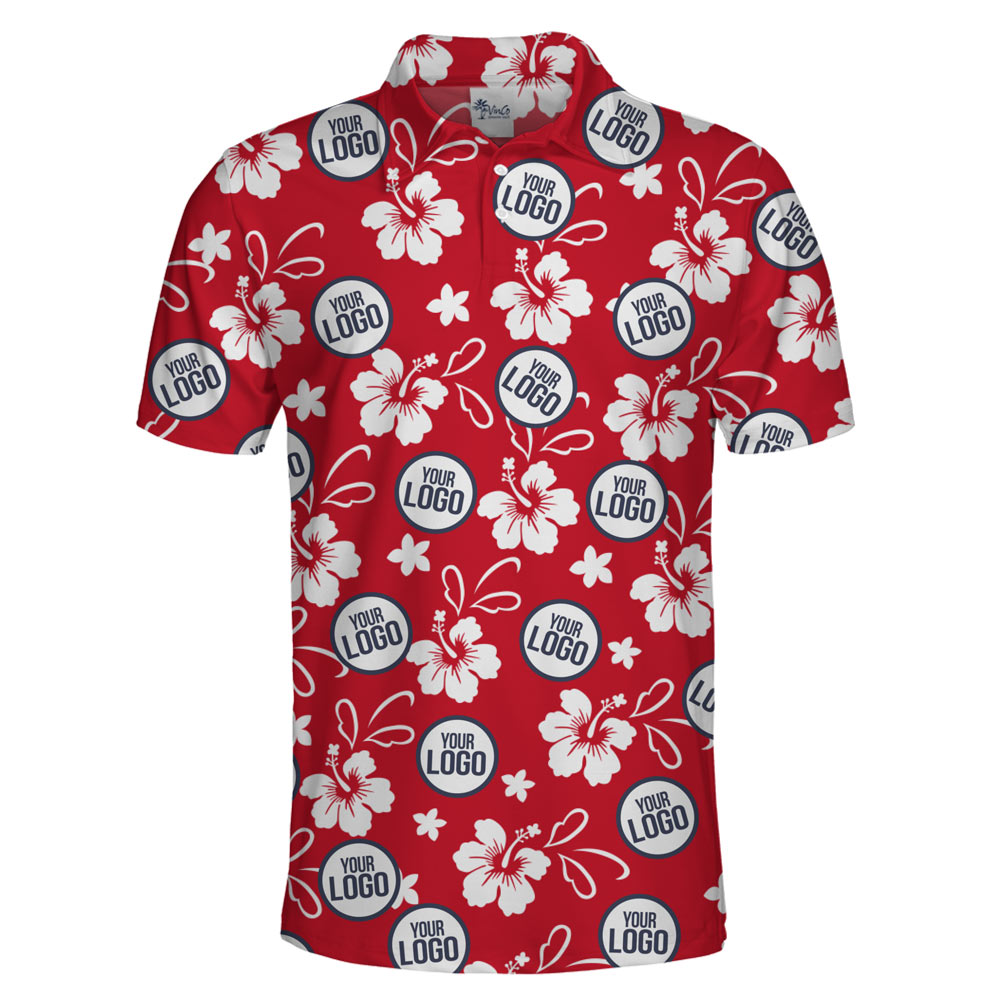 [Live Preview] Custom Color And Logo Hibiscus Collared Polo Shirt